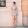 Short Front And Long Back Sequins Long Formal Dress Prom Party