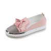 Shallow Leather Rhinestone Platform Shoes For Women
