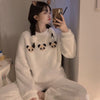 Women&#39;s Round Neck Cute Fleece-lined Thickened Pajamas