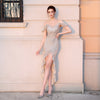Short Front And Long Back Sequins Long Formal Dress Prom Party