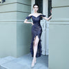 Short Front And Long Back Sequins Long Formal Dress Prom Party
